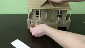 Дом с бассейном из картона и палочек. Как сделать домик.