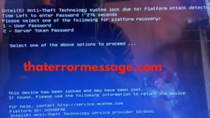 Platform Attack detected (Intel Anti-Theft)