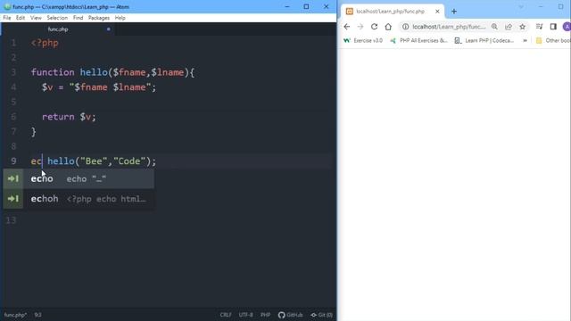 PHP Functions with Returning Value Tutorial in Bangla