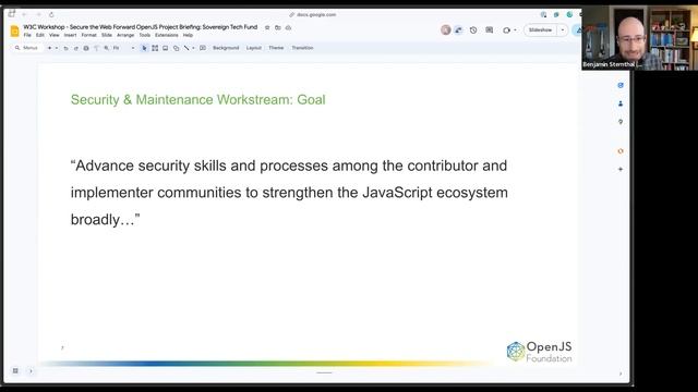 Roadmap planning for a JavaScript security framework