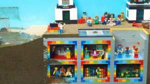 Wave Machine Tsunami VS. Underground Zombie Fallout Shelter - Lego Dam Breach Experiment