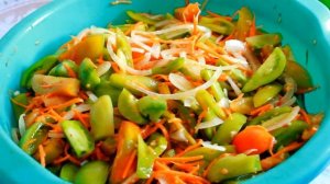 КАК Я МОГЛА НЕ ДОДУМАТЬСЯ РАНЬШЕ? САЛАТ ИЗ ЗЕЛЕНЫХ ТОМАТОВ С МОРКОВЬЮ, ЛУКОМ И ГОРЧИЦЕЙ НА ЗИМУ.