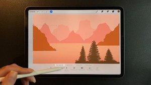 Рисую на АЙПАДЕ ✦ Рисование на планшете ✦ Как нарисовать легкий пейзаж