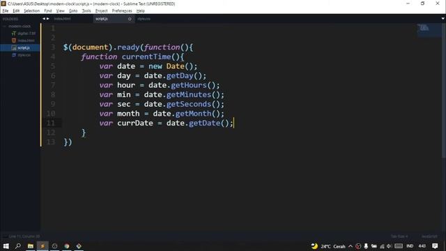 Modern digital clock using html,css and javascript