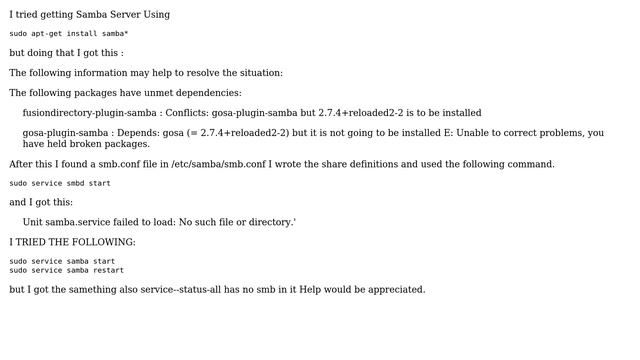 Ubuntu 15.04 : Samba Server Error. ' Unit samba.service failed to load: No such file or directory.' смотреть онлайн