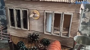 DIY mini house Сказочный домик своими руками Новогодний декоративный домик из картона роспись декор