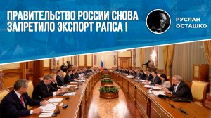 Правительство России снова запретило экспорт рапса! (Руслан Осташко)