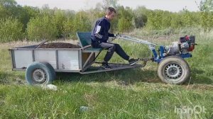 самодельный мотоблок на базе кпп Урал.  буксуем. перевозка земли дубль два.