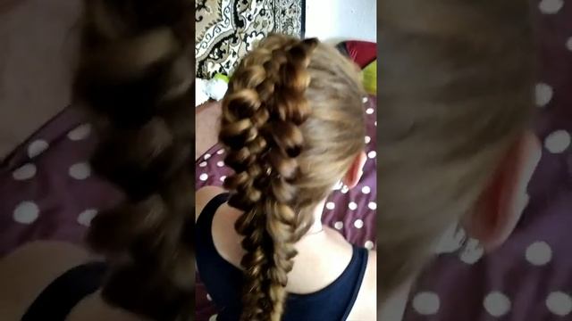 Пятипрядная коса на рыжие волосы))