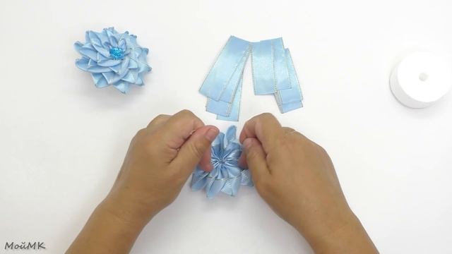 Пышный бант канзаши  | Kanzashi bow tutorial DIY