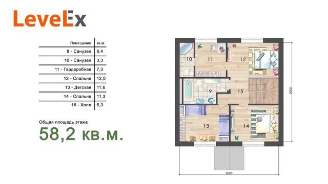 Двухэтажный дом из газобетона Ytong от 17 000 р./м.кв.! Проект ЛЕ-8