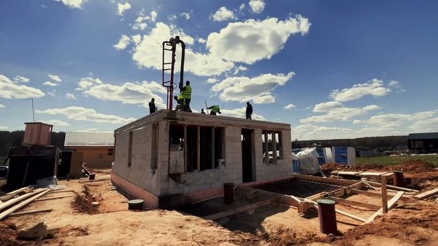 Дом по проекту О-141 в Бариново: заливка перекрытий смотреть онлайн