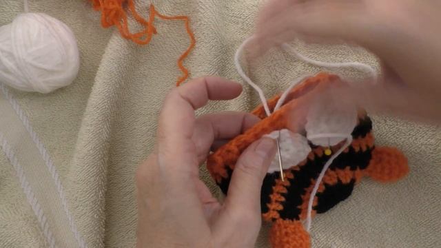 How to Crochet Tiger Preemie Hat Part 3 Right Handed