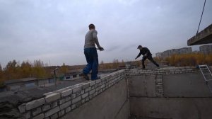 Монтаж плит перекрытия, на 2 й этаж гаража.