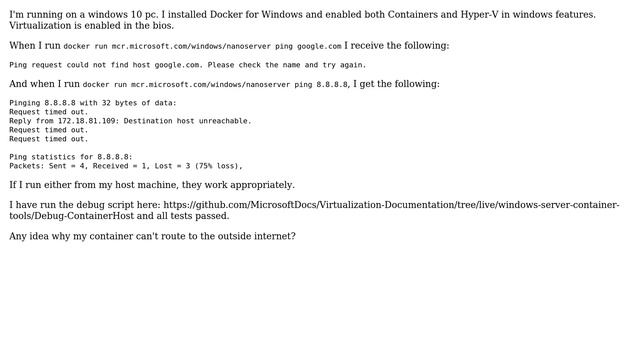 Windows Docker container can't access internet смотреть онлайн