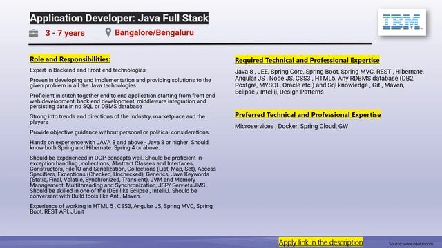 IBM is hiring- Application Developer: Java Full Stack #itjobs
