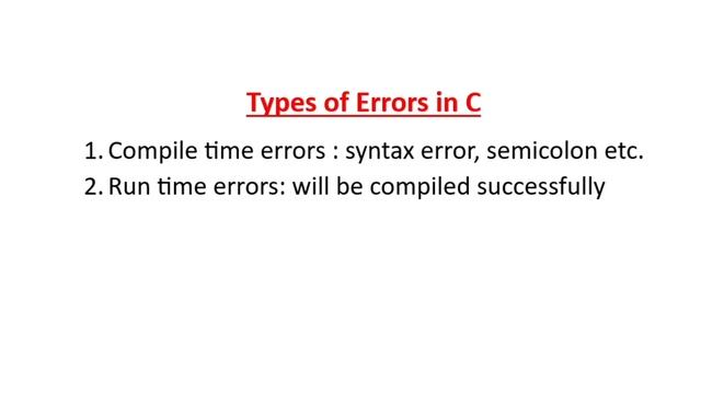 Types of errors in c|compile time error|syntax errors|logical errors in c|common programming errors смотреть онлайн