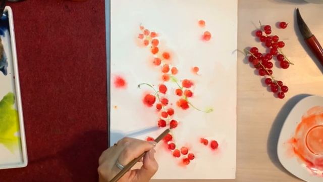 Как нарисовать ягоды легко и просто. Акварель для начинающих