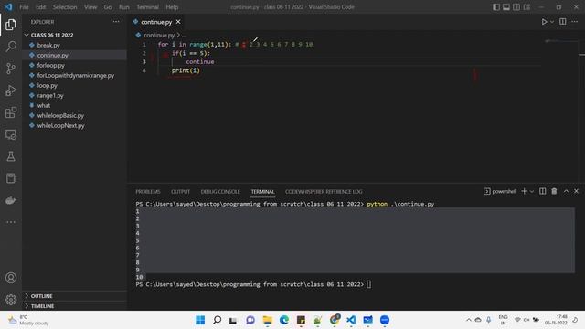 17 continue statement | python loop continue