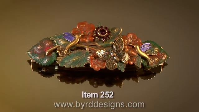 French hair barrette Painted Garden Party with Hummingbirds - Item #252 смотреть онлайн