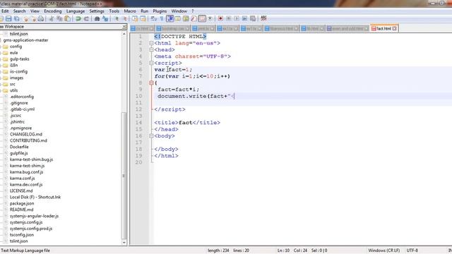 factorial program in javascript