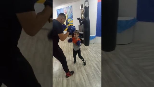 "Little Puncher" Работа с тренером на лапах.