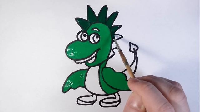 Как нарисовать ДИНОЗАВРА/Раскраска для детей/Dinosaur/Coloring book for kids