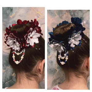 Бант на пучок " Дивные цветы".DIY