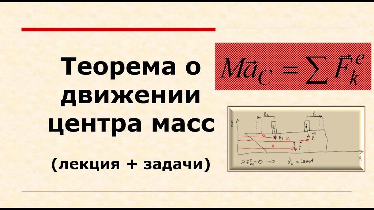 Теорема о движении центра масс (лекция + решение двух задач)