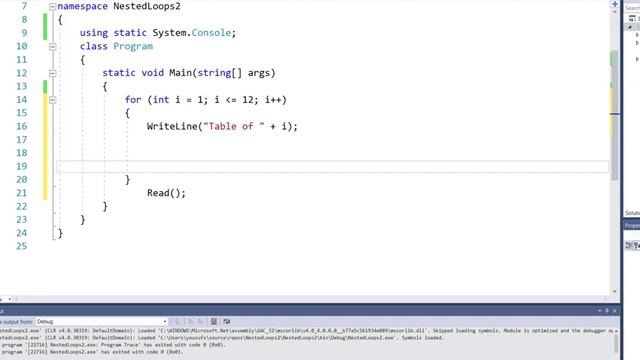 Nested Loops C# - Printing Tables