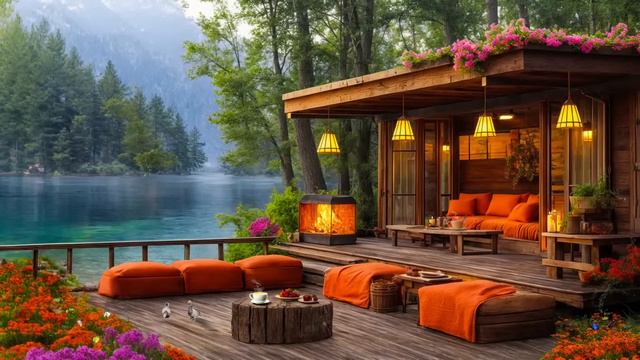 Calm Spring Jazz Music at Outdoor Coffee Shop Ambience 🌸 Relaxing Jazz Music for Work, Study #2 смотреть онлайн