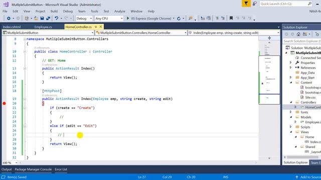 3 ways to use multiple submit buttons in MVC on a single form | Advanced MVC 5 concepts