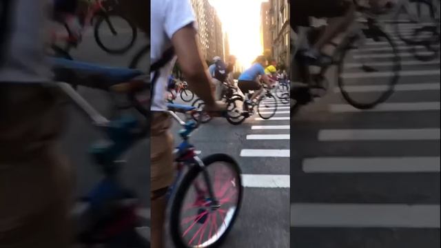 Skating with bikers nyc Summer riding touring city