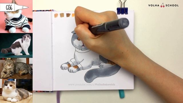 Как нарисовать кошку в тельняшке? / Урок по рисованию маркерами для новичков #36 смотреть онлайн