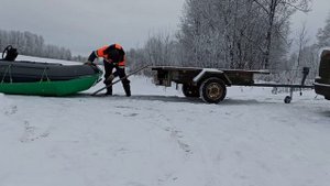 Моя аэролодка Флагман 380 , первый выезд в поле, катаюсь по глубокому снегу