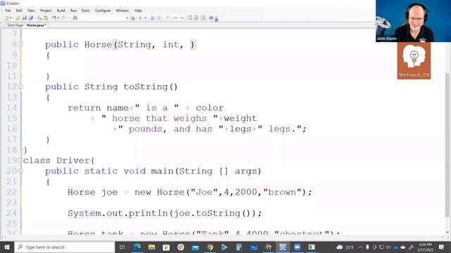 WeTeach_CS For HS - Java Lesson 8C - Horse Class Demo Part 4 смотреть онлайн