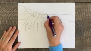 Landscape drawing! How to draw a landscape! Landscape drawing easy beautiful! Watercolor landscape!