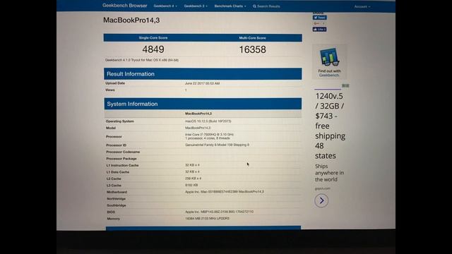 2017 15 MacBook Pro with Touch Bar