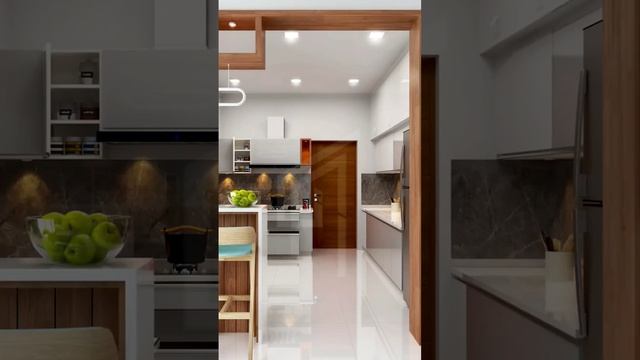 Modular kitchen 3D view @rhodiumdesignstudio