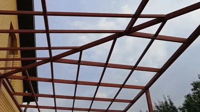 Терраса и навес на 4 парковочных места. смотреть онлайн