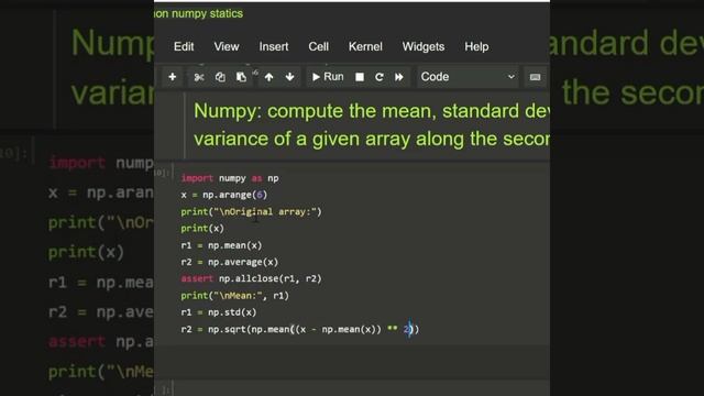 #python Numpy Compute the mean, standard deviation and variance of a given array смотреть онлайн