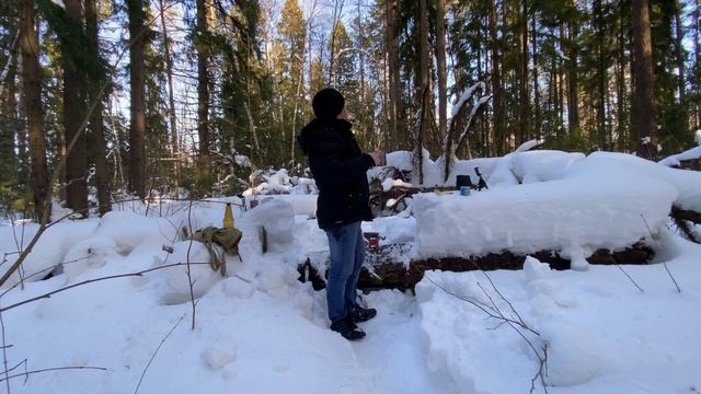 Одиночный поход в лес зимой