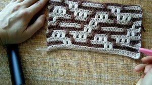 Мозаичное вязание. Техника вязания крючком. Впечатление. Образец.