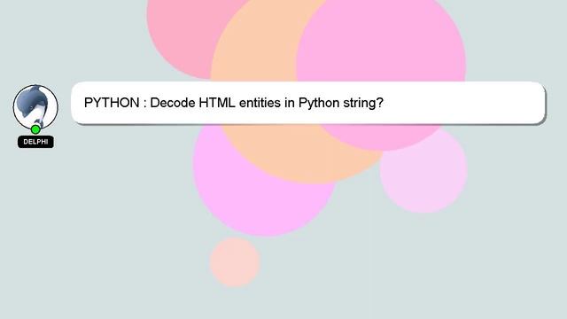 PYTHON : Decode HTML entities in Python string?