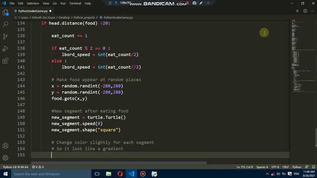 How to make a Snake Game with Python | Python for beginners смотреть онлайн