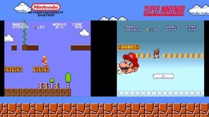 2-1 Super Mario Bros Comparison 8 bit x 16 bit