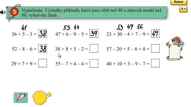 Pamětné sčítání a odčítání do 100; Matýskova matematika 5.díl, strana 43, cvičení 3 смотреть онлайн