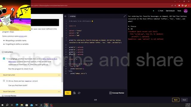 Syntax's  Name Errors Python 3 Basic