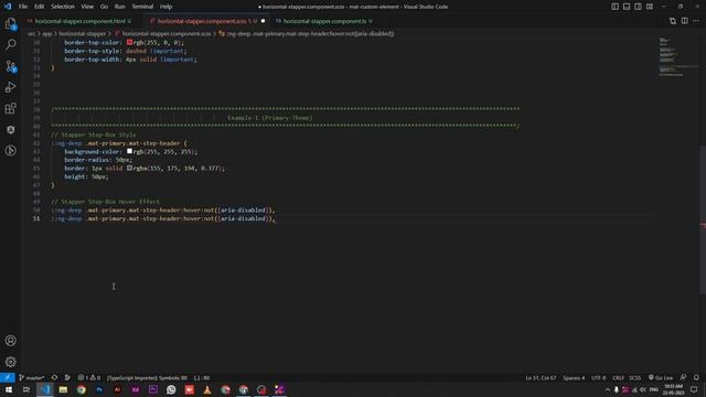 37) Mat Horizontal-Stepper (primary-theme) Customize in Angular 15