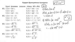 45.1 - 45.4 есептер. Күрделі функцияның туындысы. 10 класс